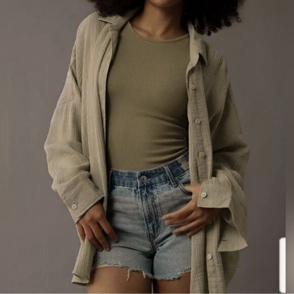 Aritzia Wilfred Free Sail Gauze Button Down Shirt Size 2XS - Picture 2 of 8